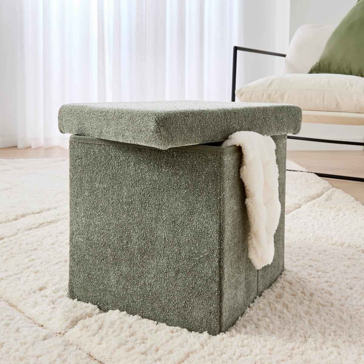 Square Storage Ottoman - Green