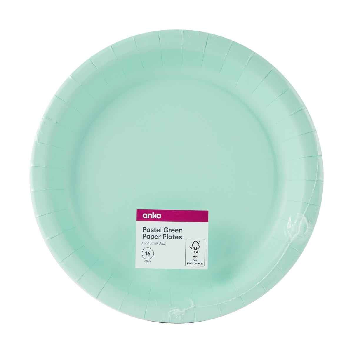16 Piece Pastel Green Paper Plates