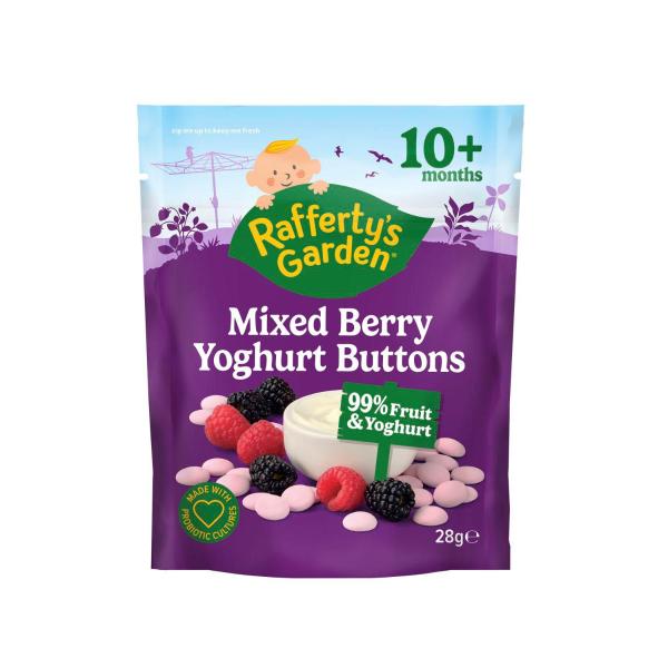 RAFFERTY'S GARDEN BABY FOOD SNACK MIXED BERRY YOGHURT BUTTONS 10+ MONTHS 28G