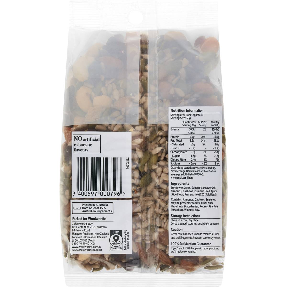 Woolworths Fruit & Nut Snack Seeds 400g