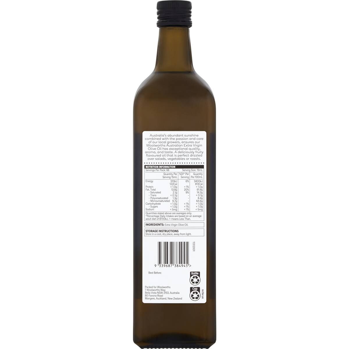 Woolworths Australian Extra Virgin Olive Oil 1L