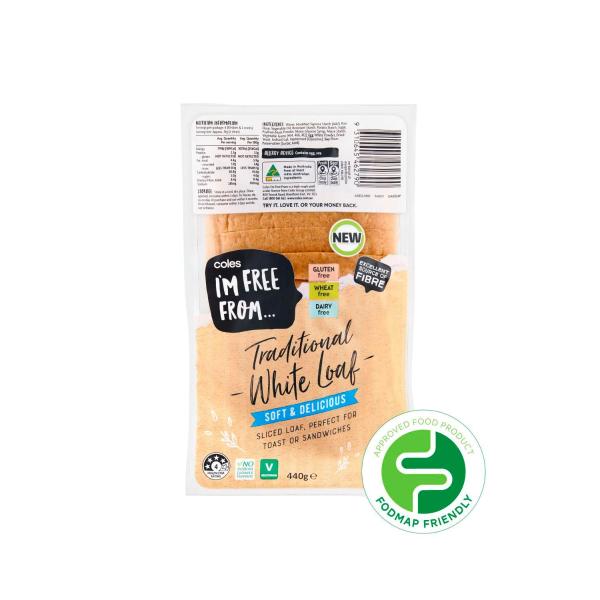 COLES I'M FREE FROM TRADITIONAL WHITE LOAF 440G