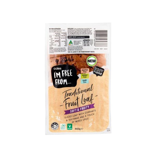 COLES IM FREE FROM TRADITIONAL FRUIT LOAF 460G