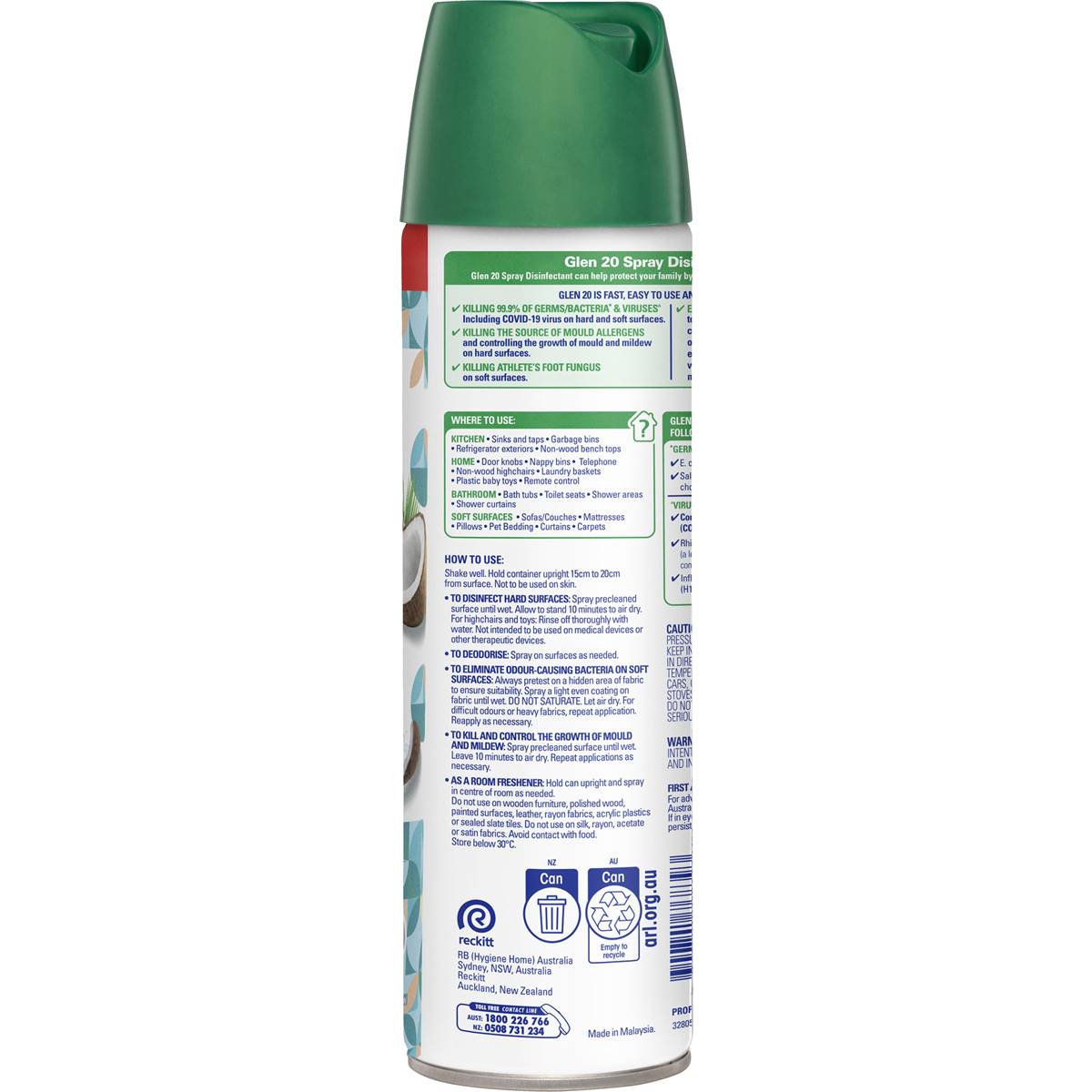 Glen 20 Spray Disinfectant Brand New Day Coconut & Sea Salt 375g