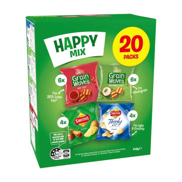 VARIETY HAPPY SNACK MIX LUNCHBOX MULTIPACK 20PK 416G