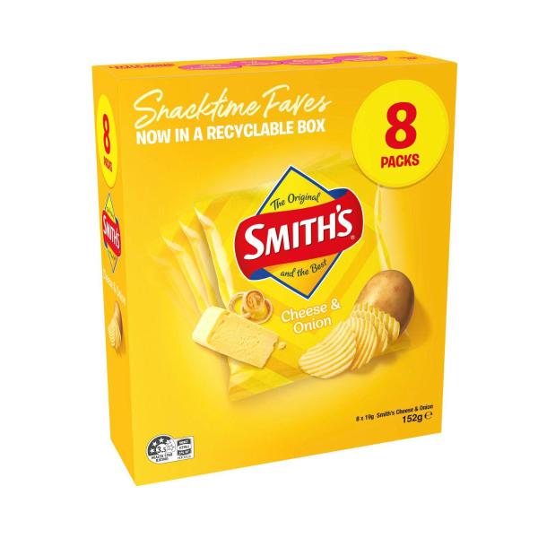 SMITHS POTATO CHIPS LUNCHBOX MULTIPACK CHEESE & ONION 8PK 152G