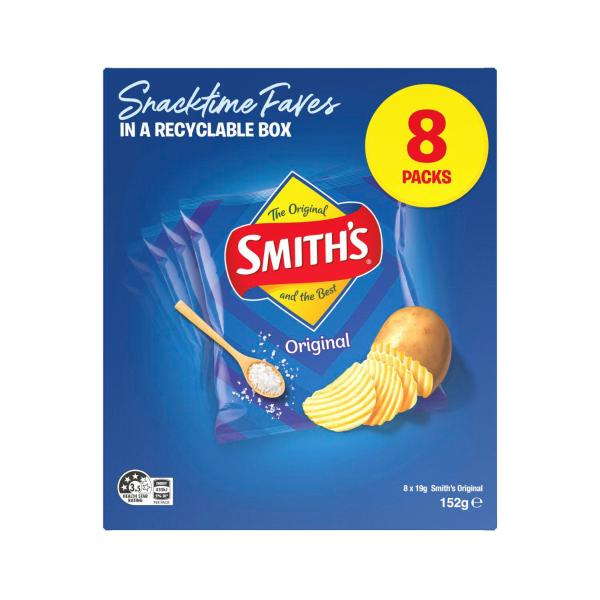 SMITHS POTATO CHIP LUNCHBOX MULTIPACK ORIGINAL 8PK 152G