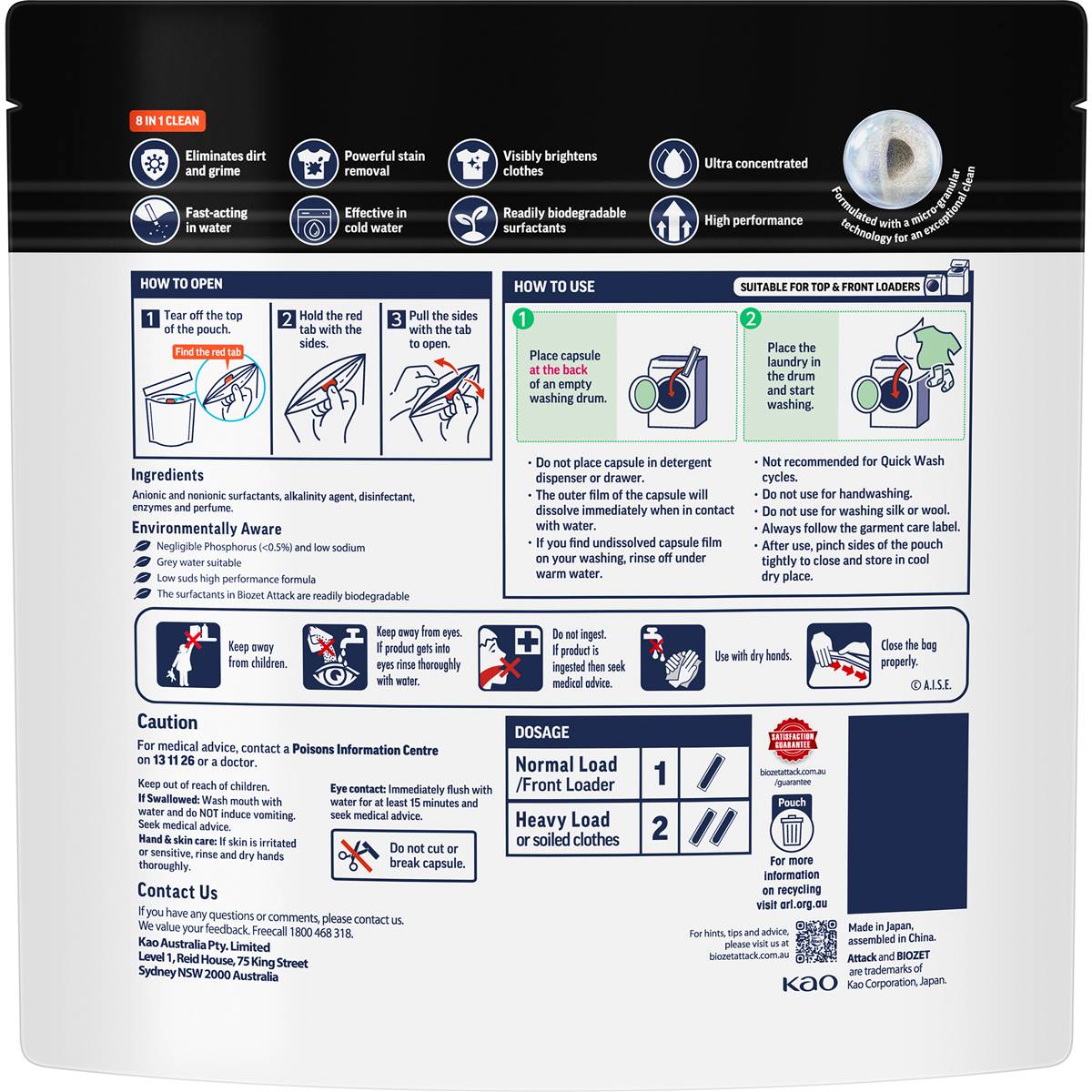 Biozet Attack Power Capsule 8-In-1 Clean Value Pack 50 pack