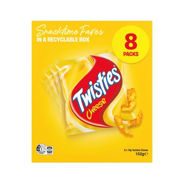 TWISTIES CHEESE SNACKS LUNCHBOX MULTIPACK 8PK 152G