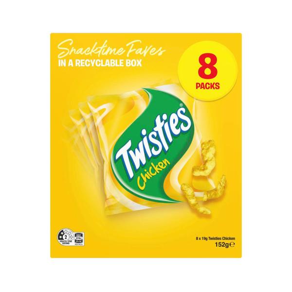 TWISTIES CHICKEN SNACKS LUNCHBOX MULTIPACK 8PK 152G
