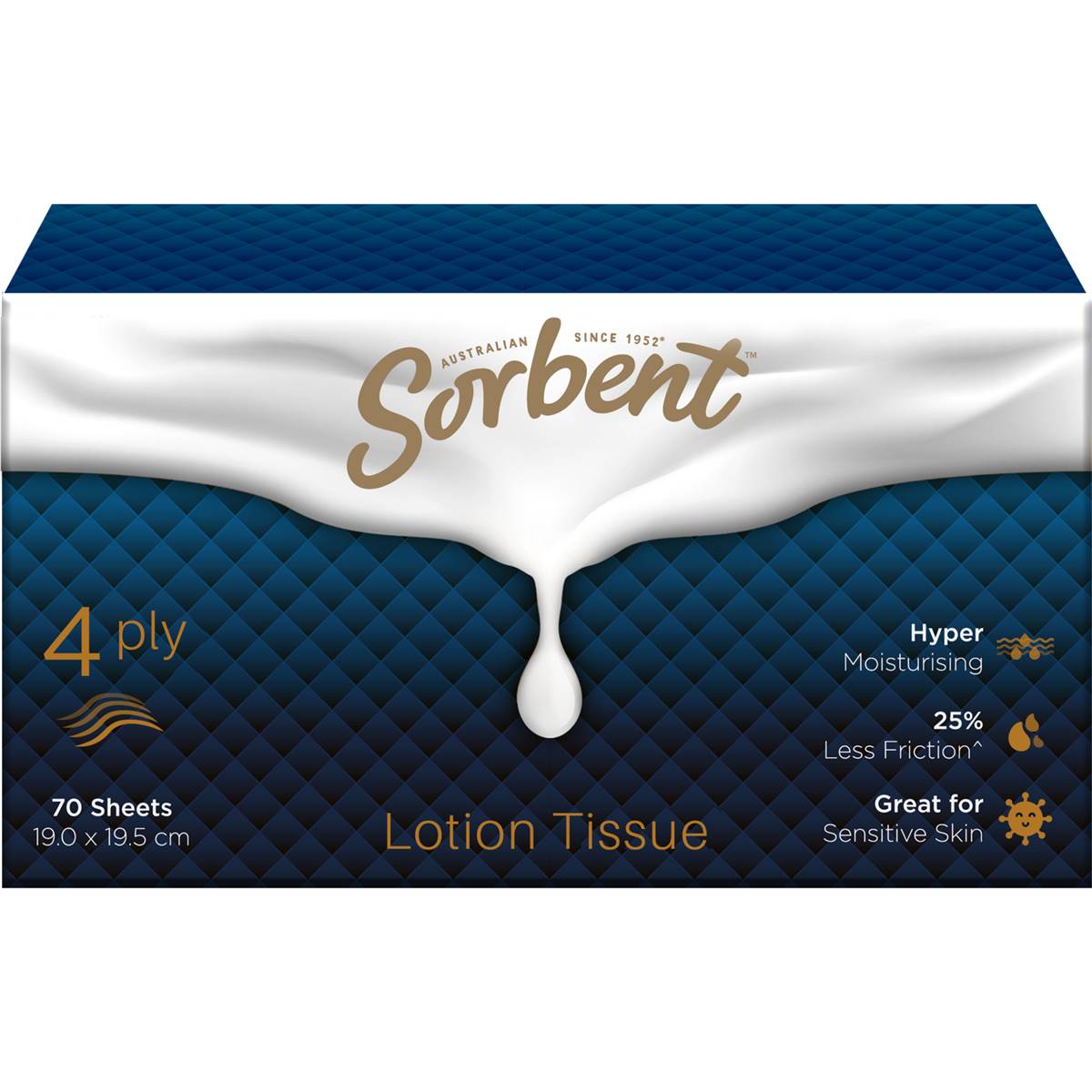 Sorbent Lotion Tissues 4 Ply 70 pack