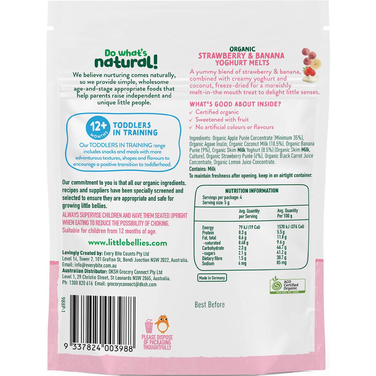 Little Bellies Yoghurt Melts Strawberry & Banana 20g