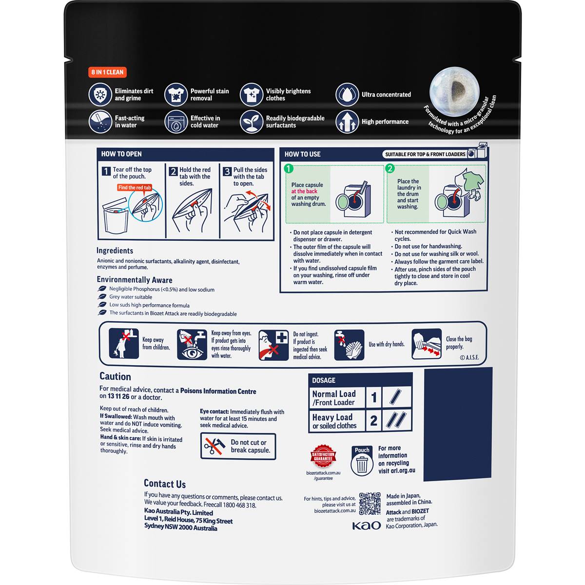 Biozet Attack Power Capsule 8-In-1 Clean 30 pack