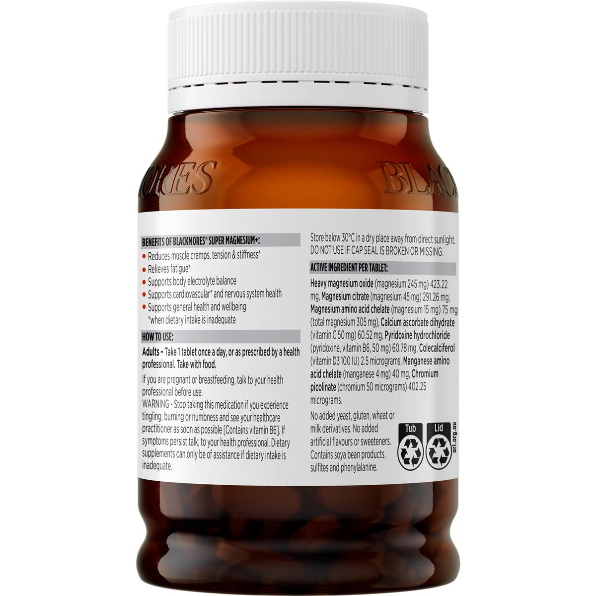 Blackmores Super Magnesium+ Coated Tablets 180 pack