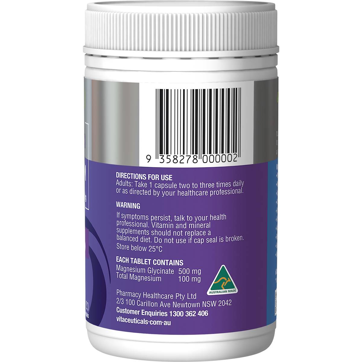 MagZorb Magnesium Glycinate 500mg Hard Capsules 100 pack