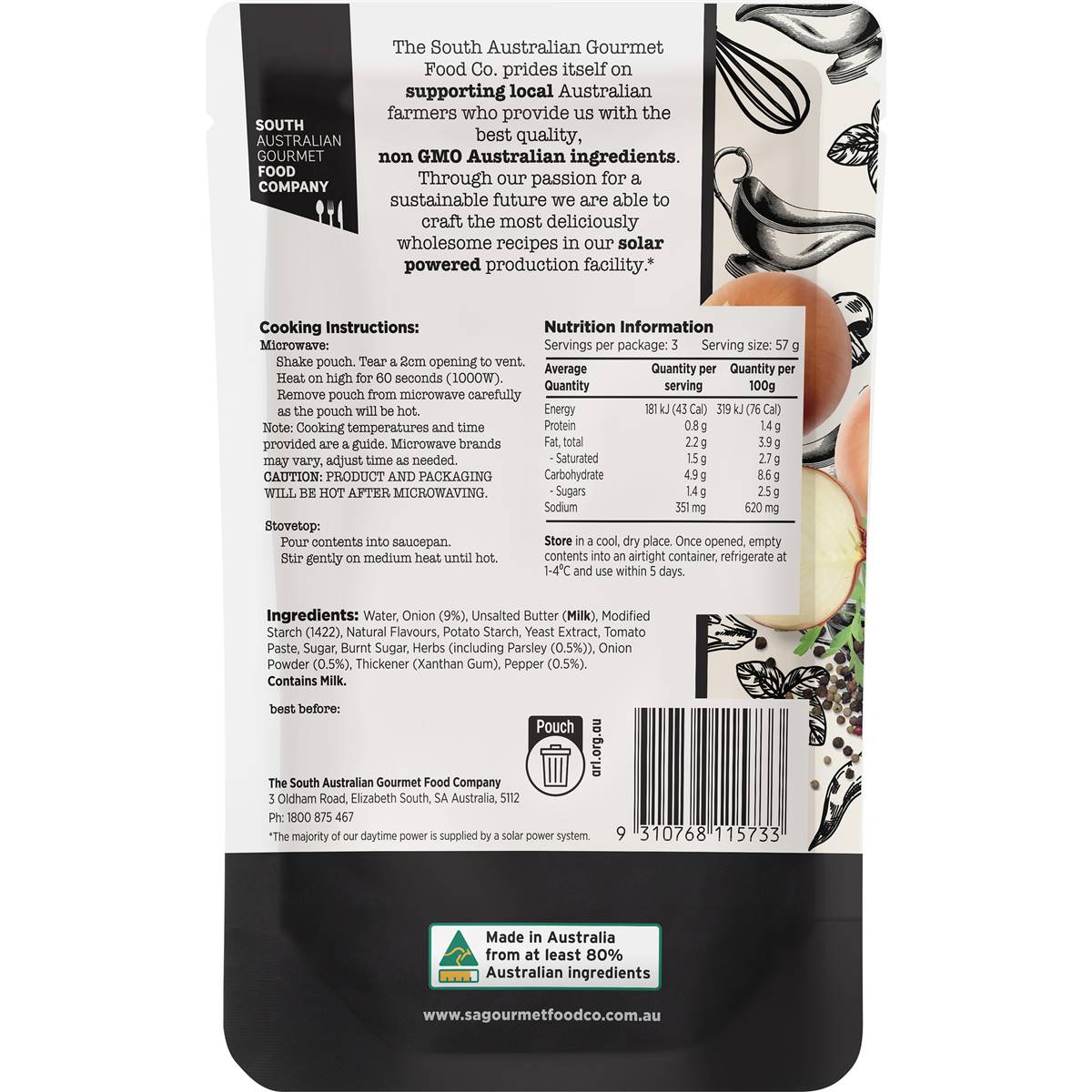 South Australian Gourmet Food Company Brown Onion Gravy 170g