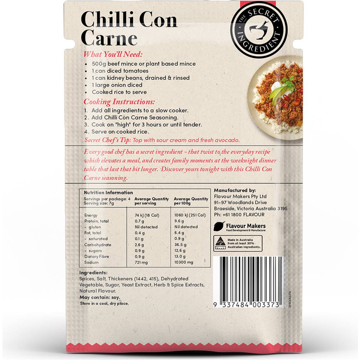 The Secret Ingredient Chilli Con Carne Seasoning 28g