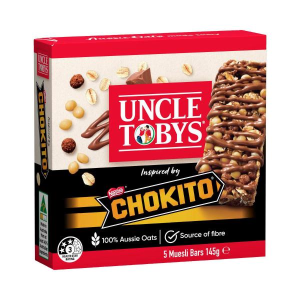 UNCLE TOBYS CHOKITO MUESLI BARS 145G