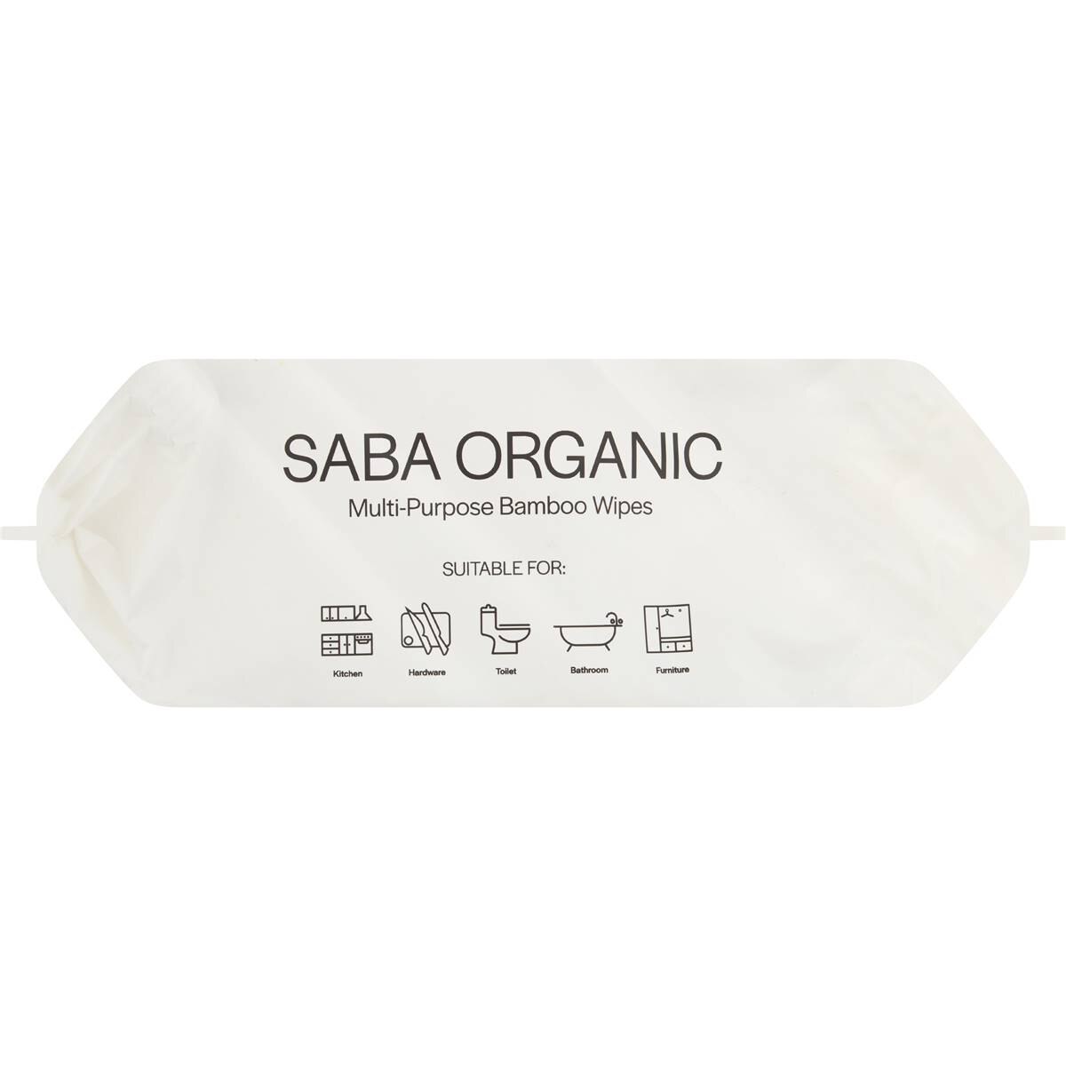Saba Organics Multi Purpose Wipes Lemon Burst 120 Pack