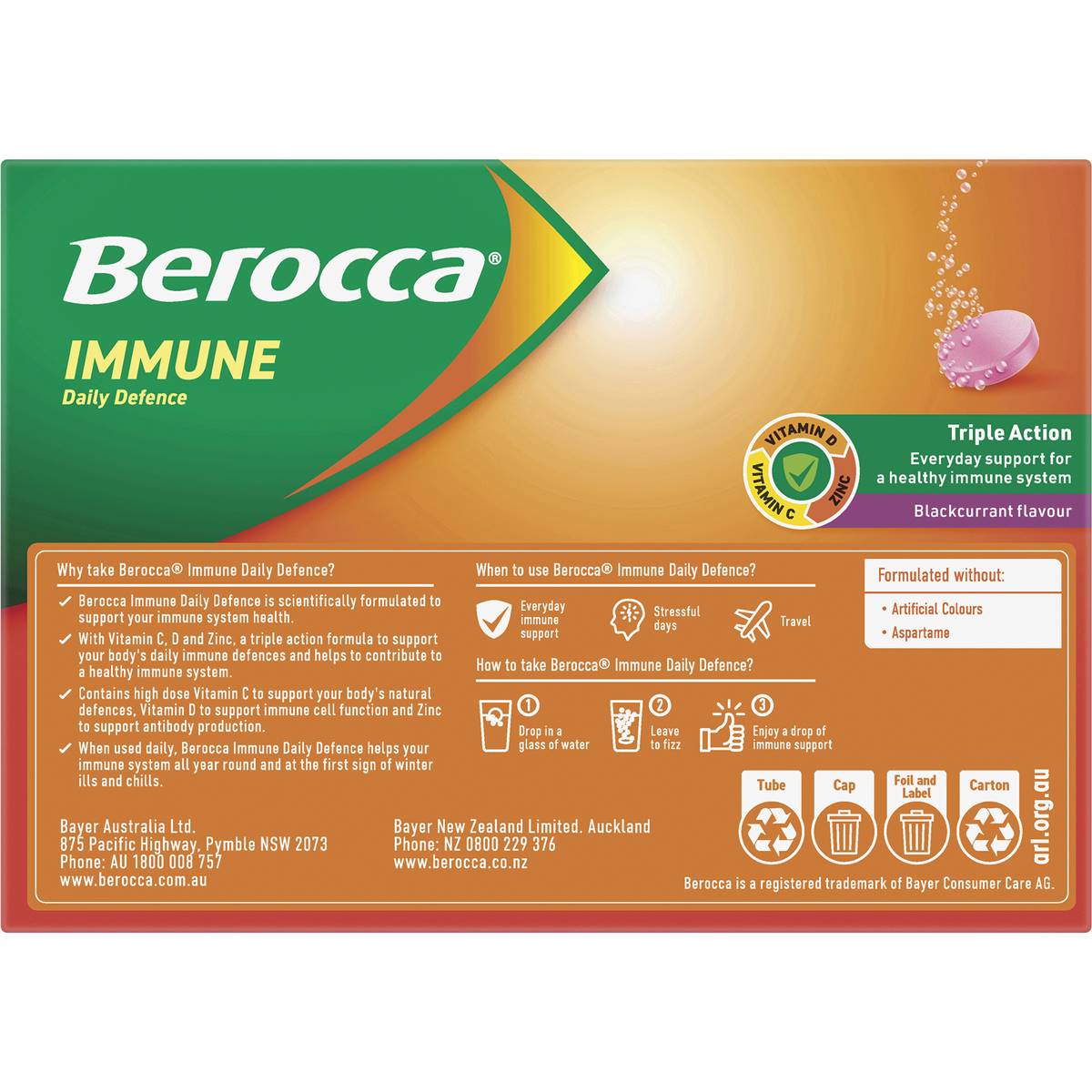 Berocca Immune Daily Defence Blackcurrant Effervescent 45 pack