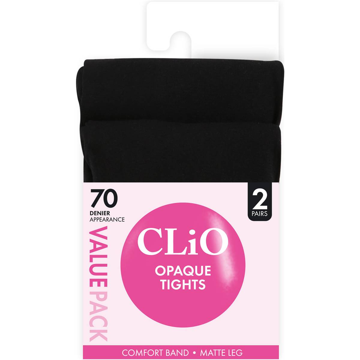 Clio 70D Opaque Tights Black T/XT Value 2 pack