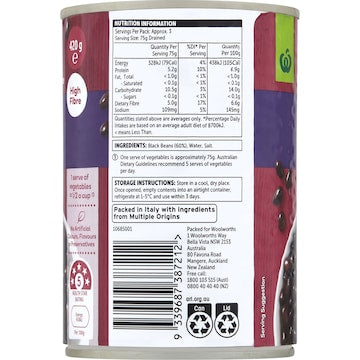 Woolworths Black Beans 420g
