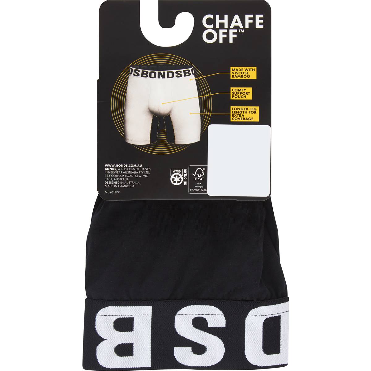 Bonds Chafe Off Mens Trunk Large Assorted each
