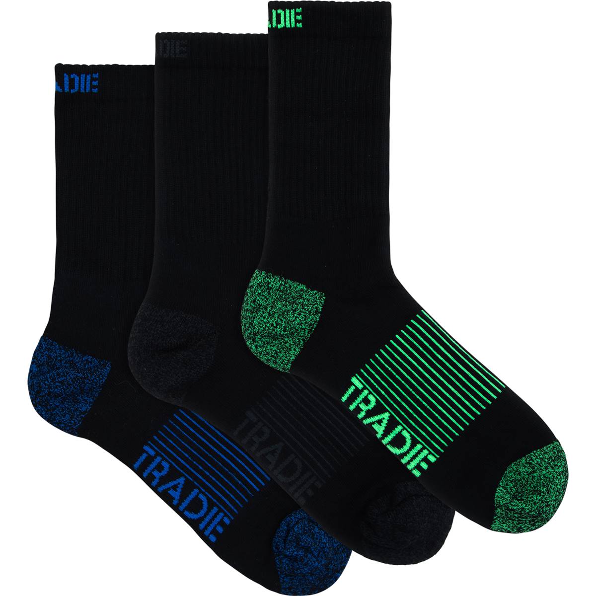 Tradie Mens Light Work Rib Crew Socks Size 11-13 3 pack