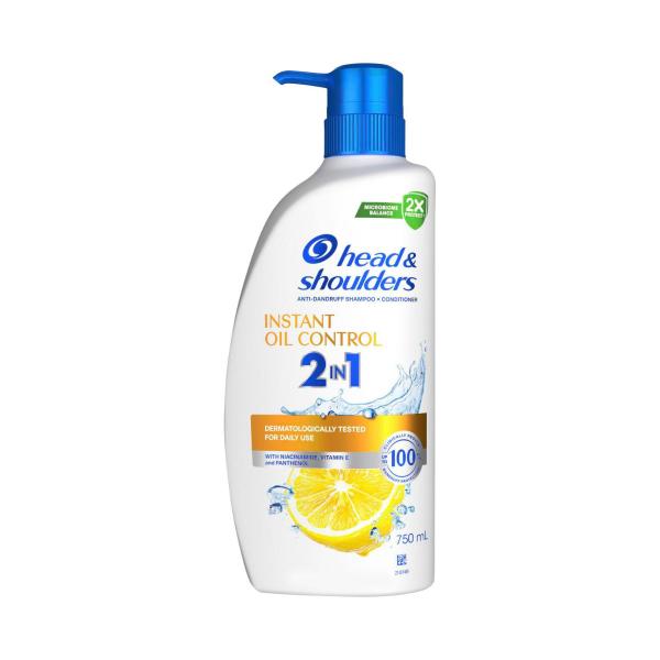 HEAD AND SHOULDERS ANTI-DANDRUFF SHAMPOO + CONDITIONER INSTANT OIL CONTROL 750ML