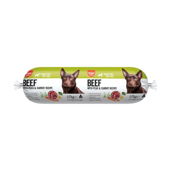 PRIME PANTRY BEEF WITH PEAS & CARROT RECIPE DOG ROLL DOG FOOD 1.7KG