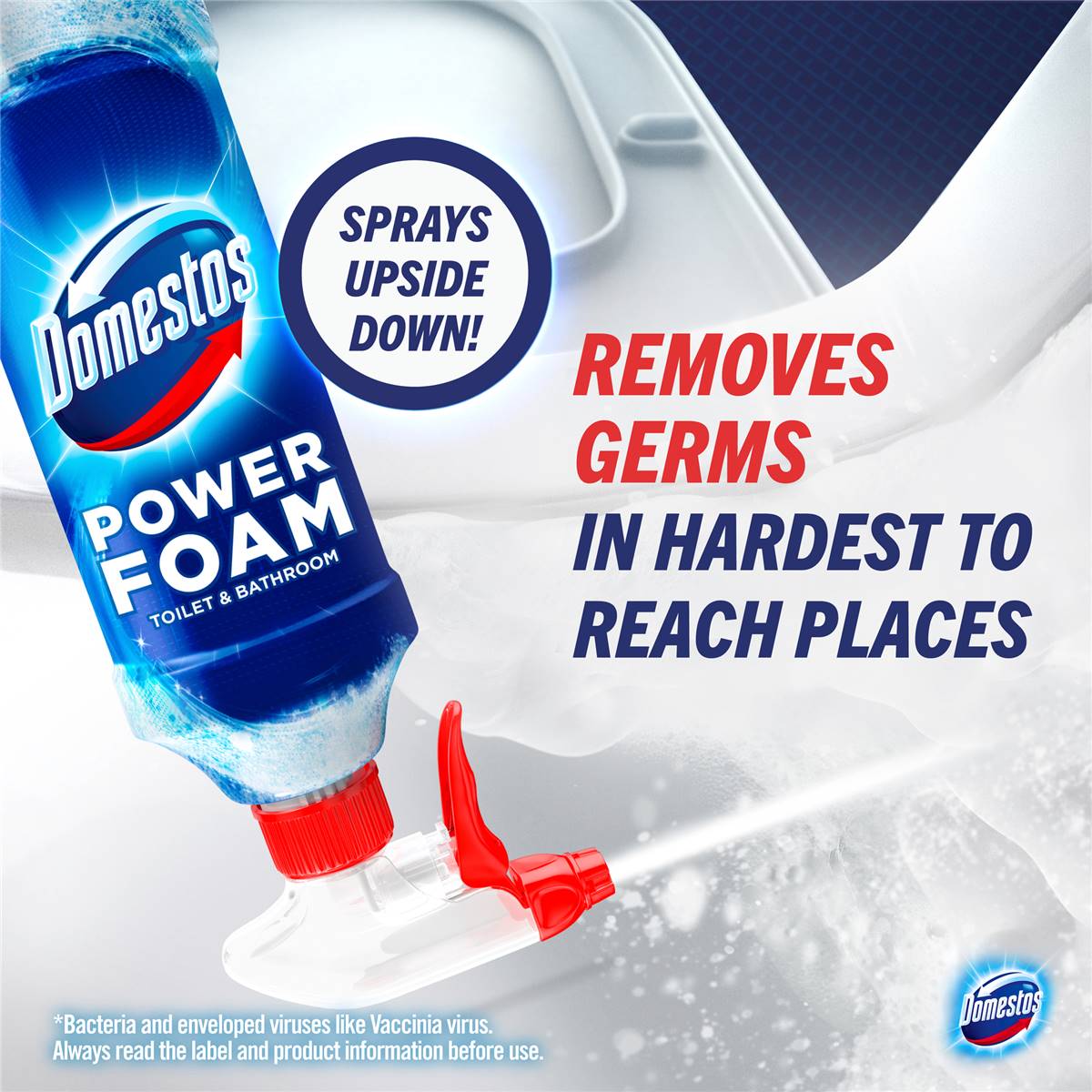 Domestos Power Foam Toilet & Bathroom Spray Cleaner Arctic Fresh 450mL