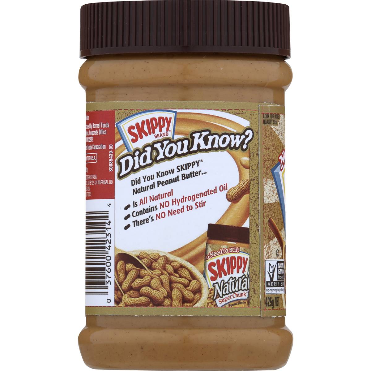 Skippy Natural Super Chunk Peanut Butter 425g