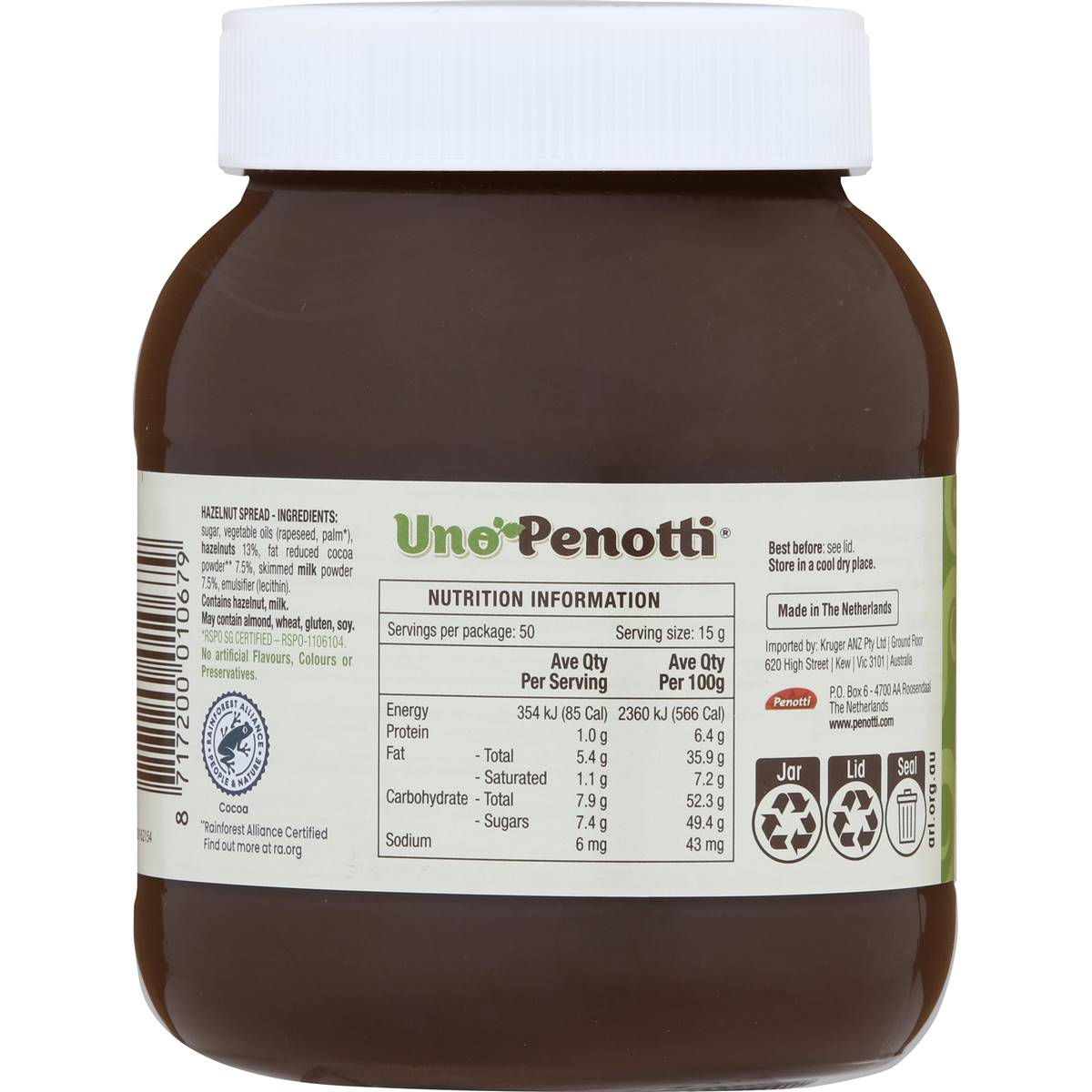 Uno Penotti Hazelnut Spread 750g