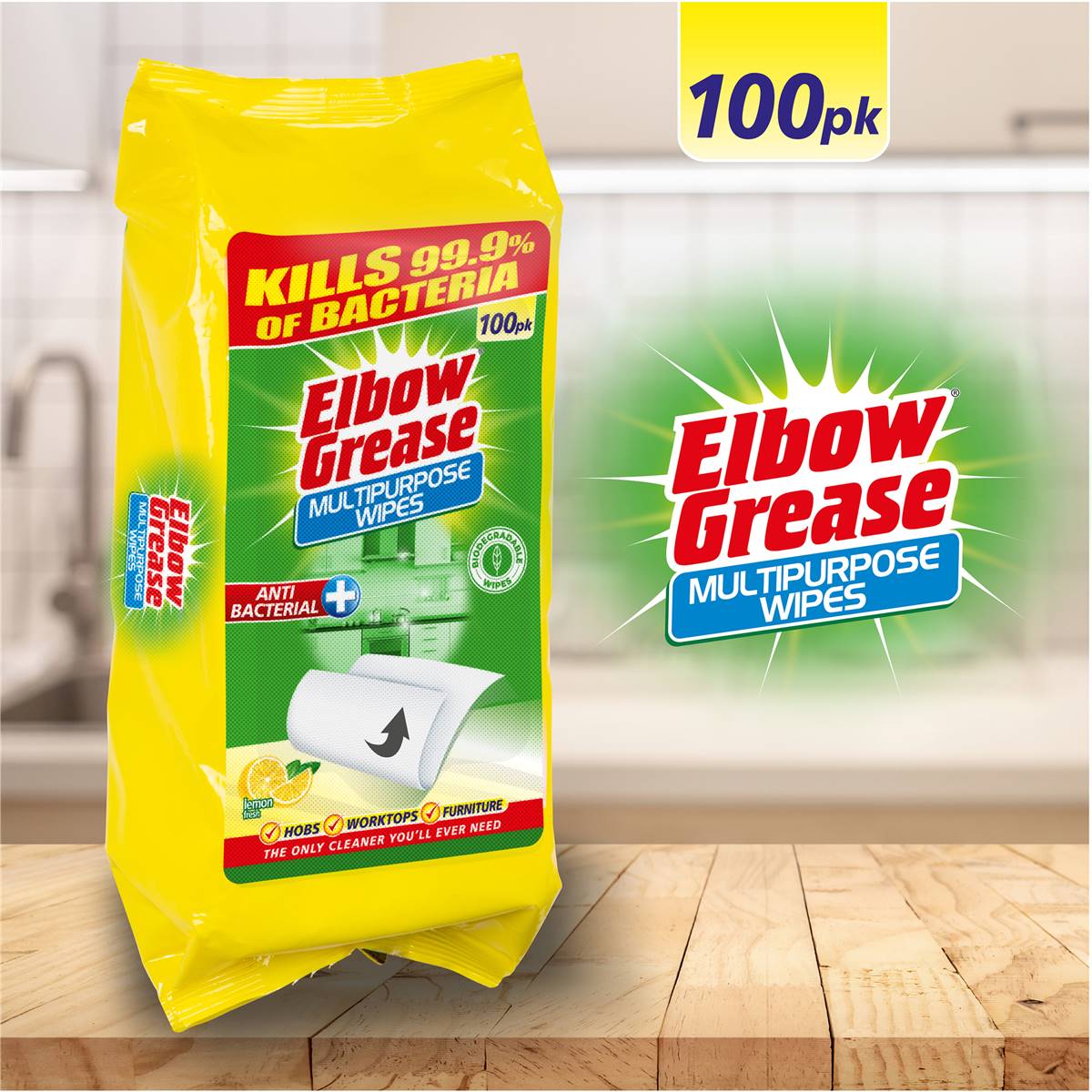 Elbow Grease Multipurpose Wipes Lemon Fresh 100 pack
