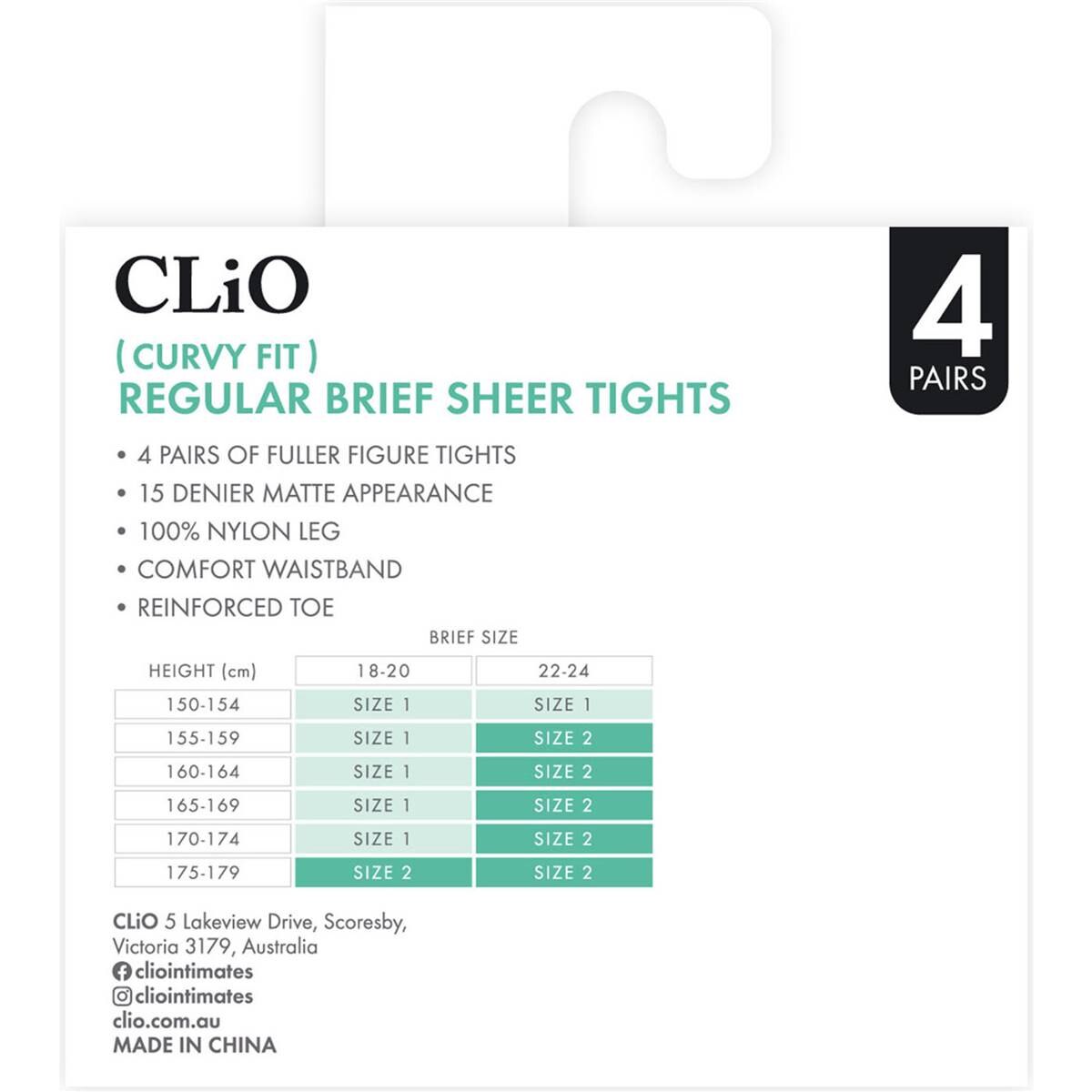 Clio Curvy Fit Regular Brief 15 Denier Variety Size 2 4 pack