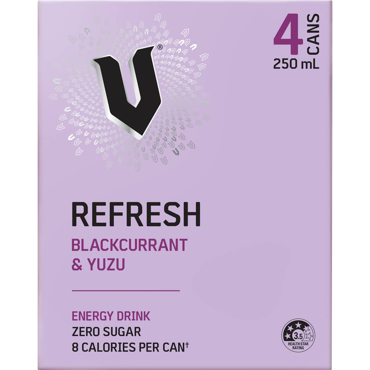 V Refresh Blackcurrant & Yuzu Energy Drink 250mL x 4 pack