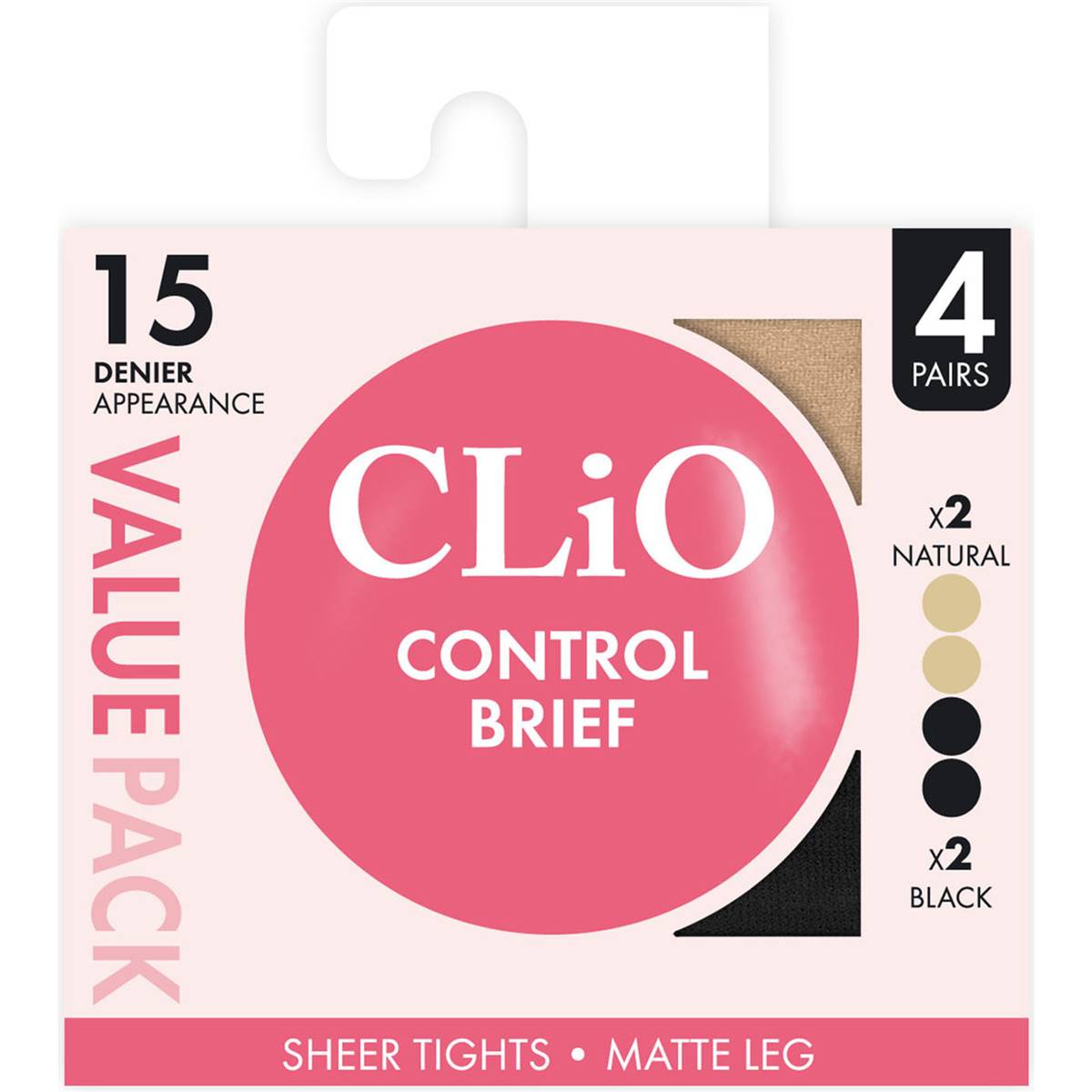 Clio Clio Control Brief Sheer Tights T/XT Value 4 pack