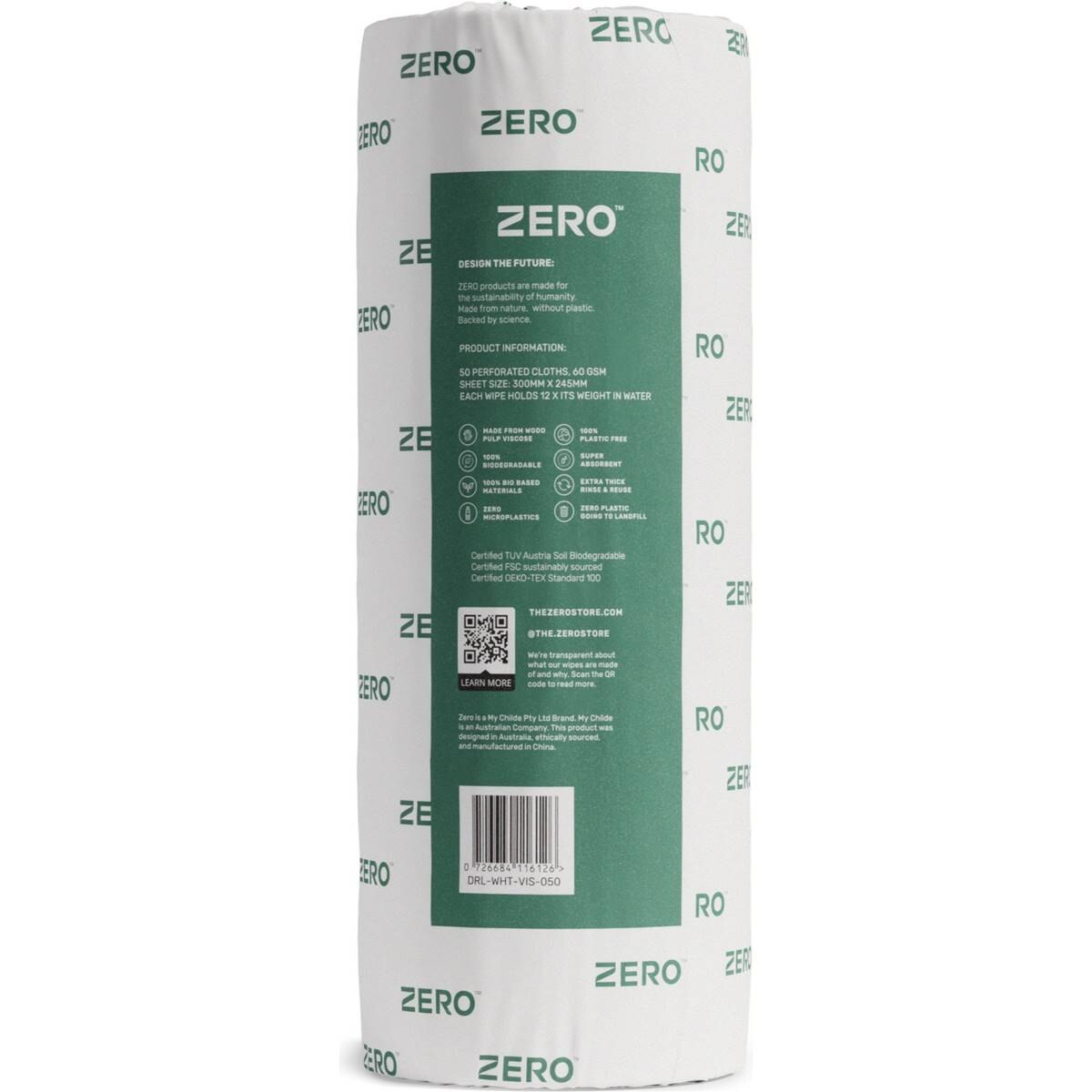 Zero Plastic Free Reusable Cleaning Wipes Roll 50 Sheets each