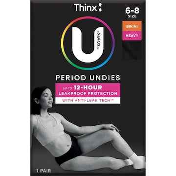 U by Kotex Thinx Period Undies Bikini Cut Size 6-8 each