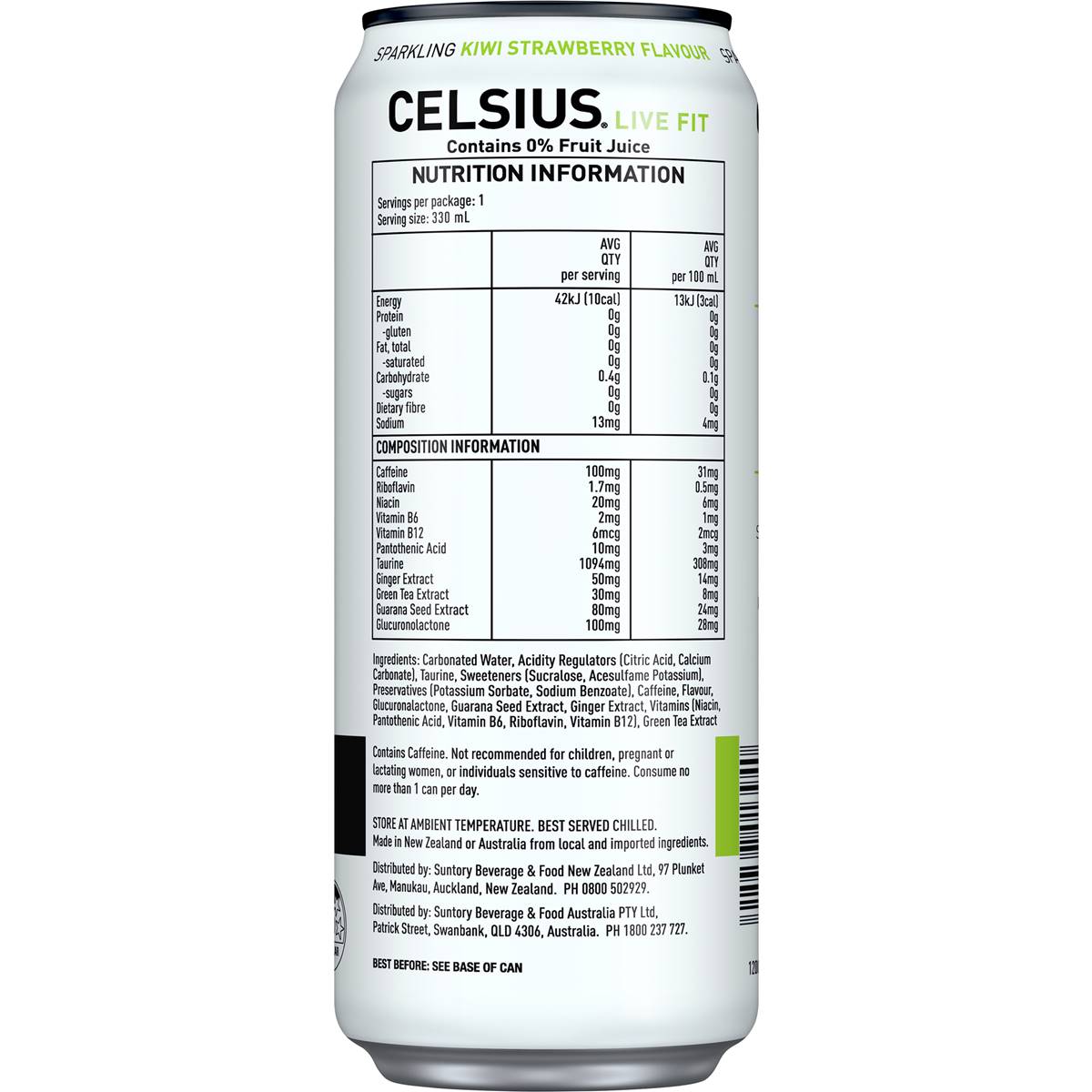 Celsius Energy Drink Sparkling Kiwi Strawberry Can 330mL