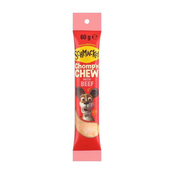 SCHMACKOS CHOMP 'N' CHEW DOG TREAT BEEF 60G