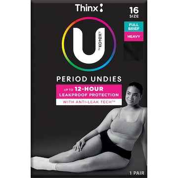 U by Kotex Thinx Period Undies Brief Cut Size 16 each