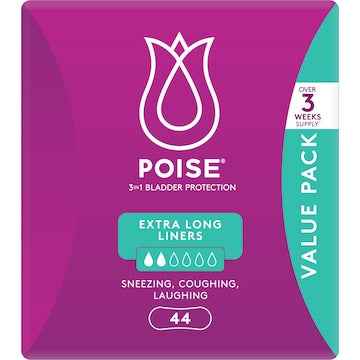 Poise Incontinence Liners Extra Long 44 pack