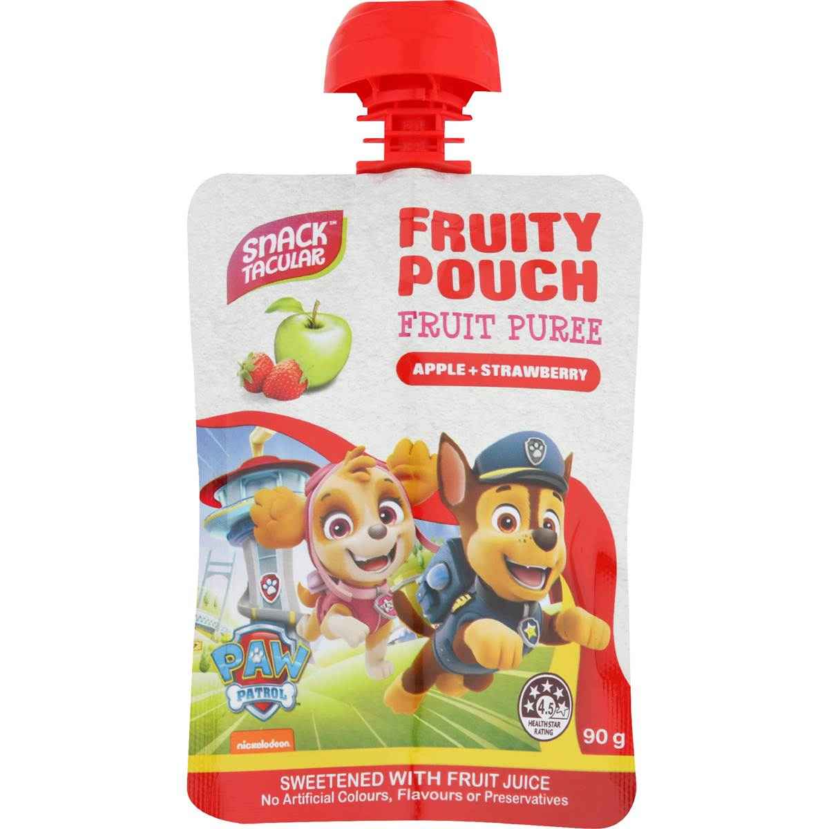 Snacktacular Fruity Pouch Fruit Puree Apple & Strawberry Paw Patrol 90g x 5 pack