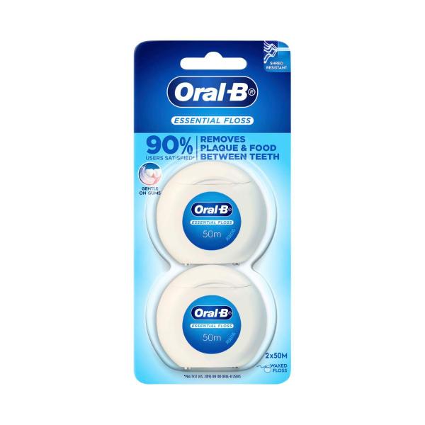 ORAL B WAXED DENTAL FLOSS MINT TWIN PACK 100M
