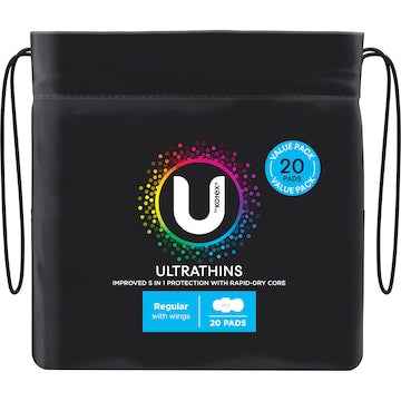 U by Kotex Ultrathin Pads Regular With Wings 20 pack