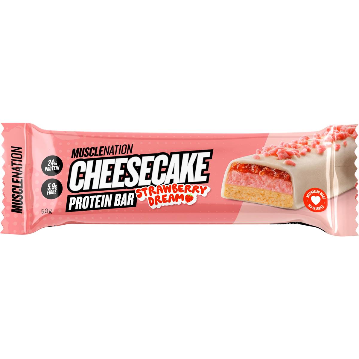 Muscle Nation Cheesecake Protein Bar Strawberry 50g