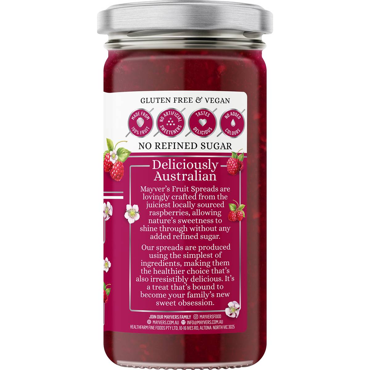 Mayver's Australian Raspberry Fruit Spread 280g