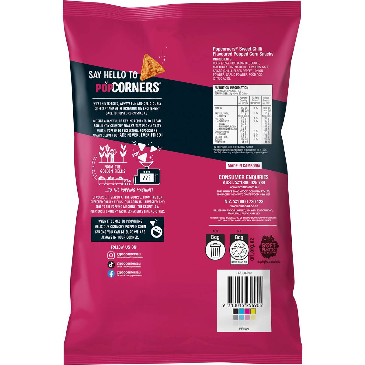 PopCorners Popcorn Chips Share Pack Sweet Chilli 130g