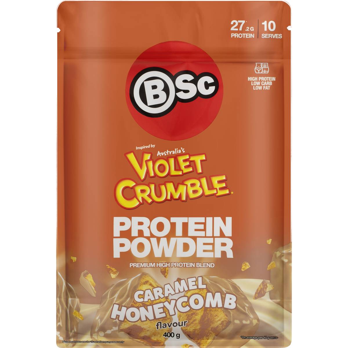 BSC Violet Crumble Protein Powder Caramel Honeycomb 400g